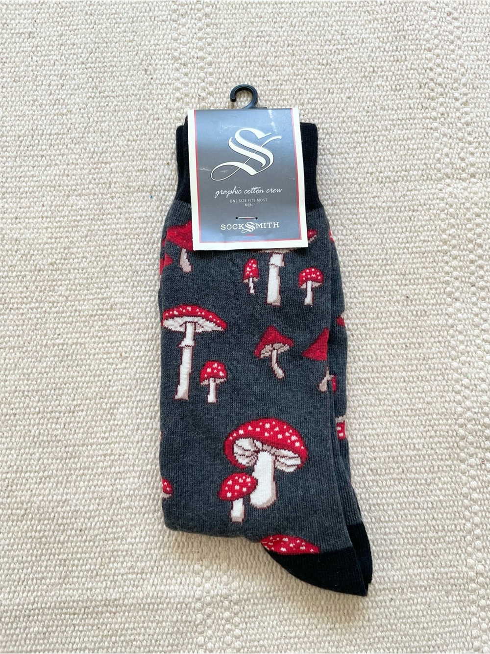 Mens Mushroom Print Socks Socksmith Forest Mushrooms Cotton Blend New